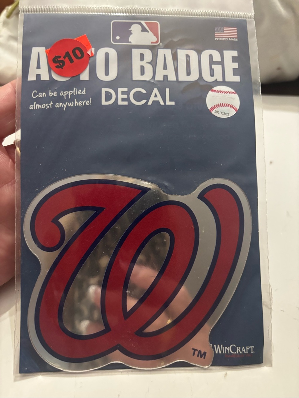 WinCraft Red and Navy Washington Nationals W Auto Badge Decal